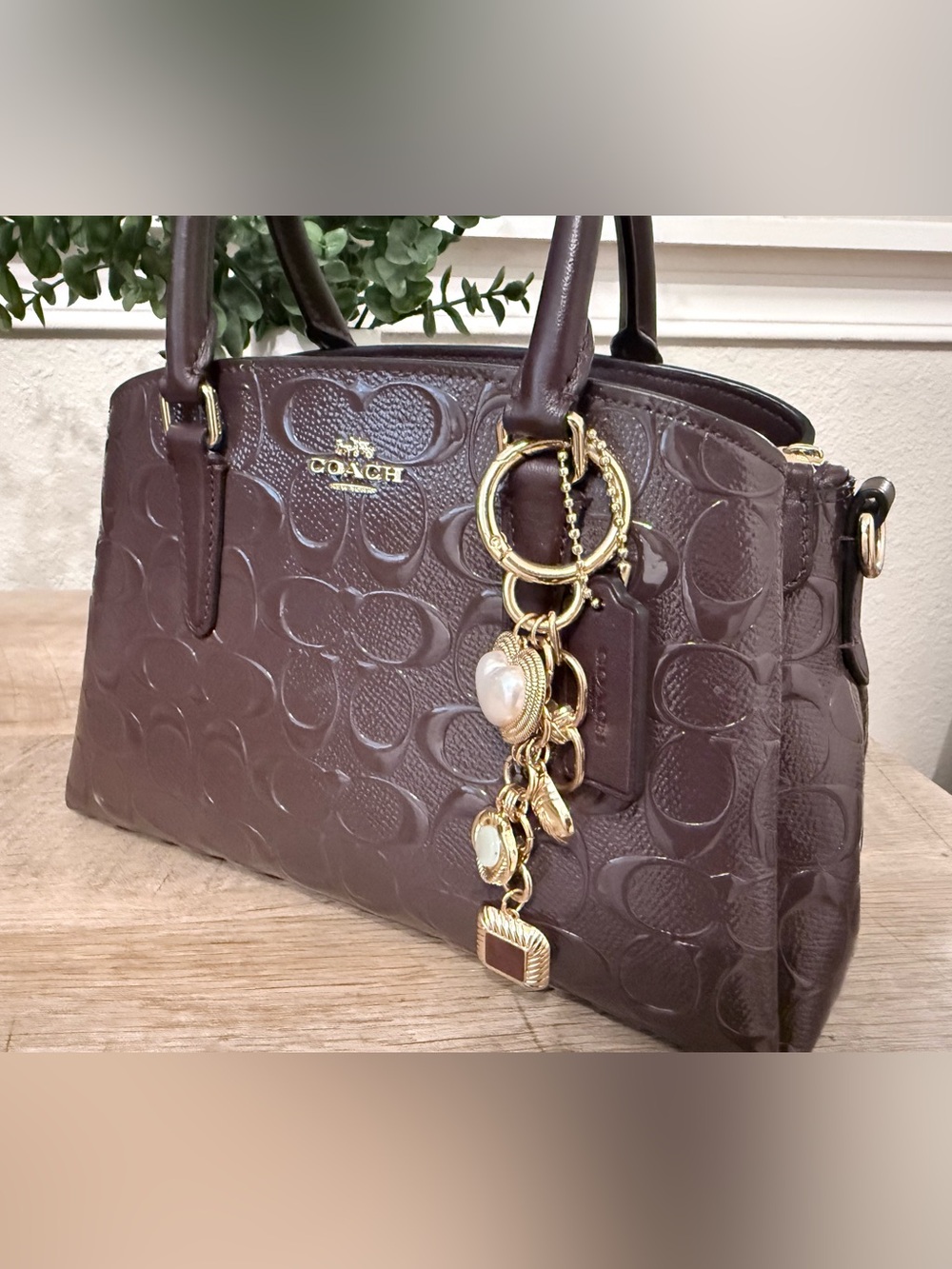 Coach Signature Small Margot Satchel Oxblood Burgundy Gold hardware